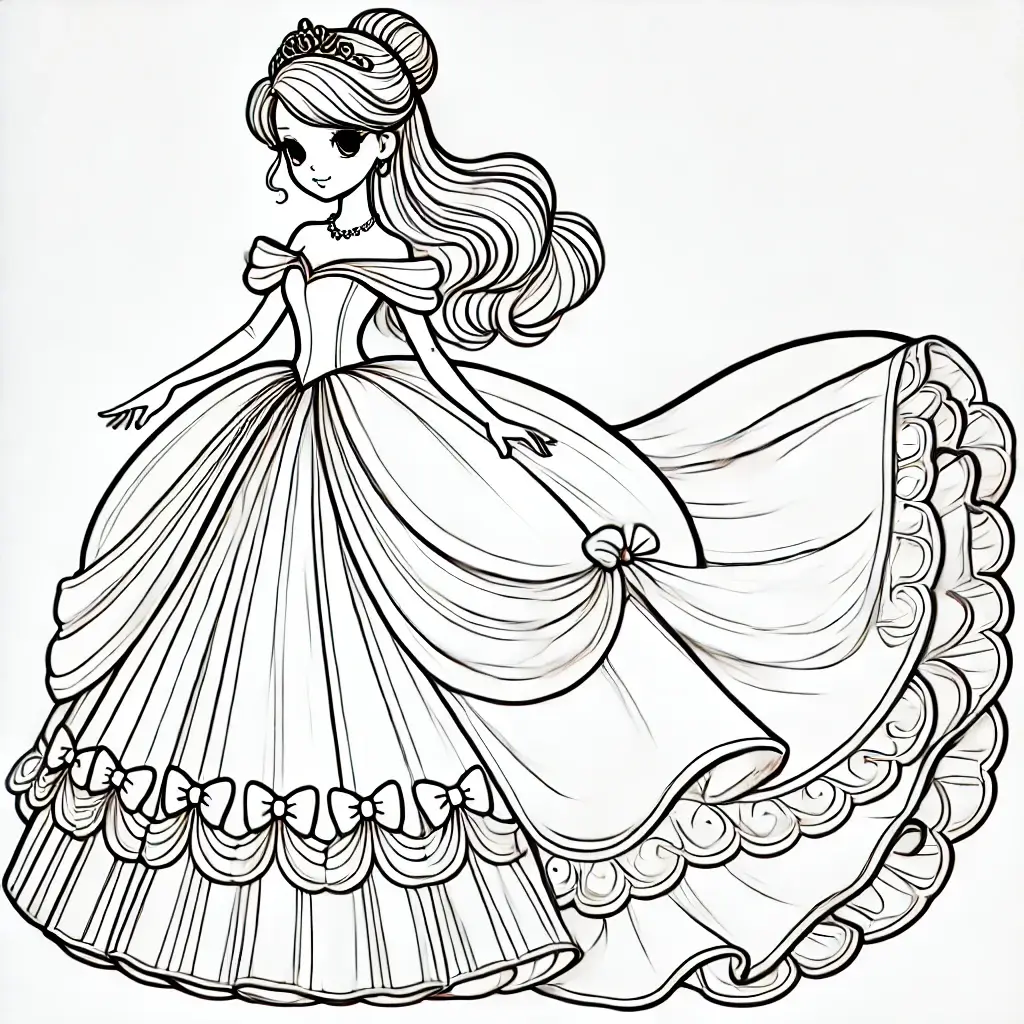 Dibujo de princesa elegante para colorear