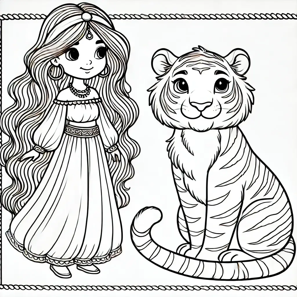 Dibujo de princesa jazmín para colorear