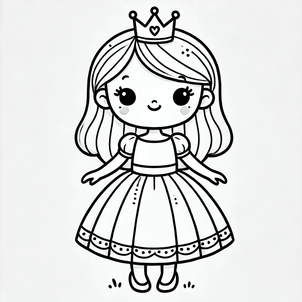 Dibujo de princesa para colorear sencillo