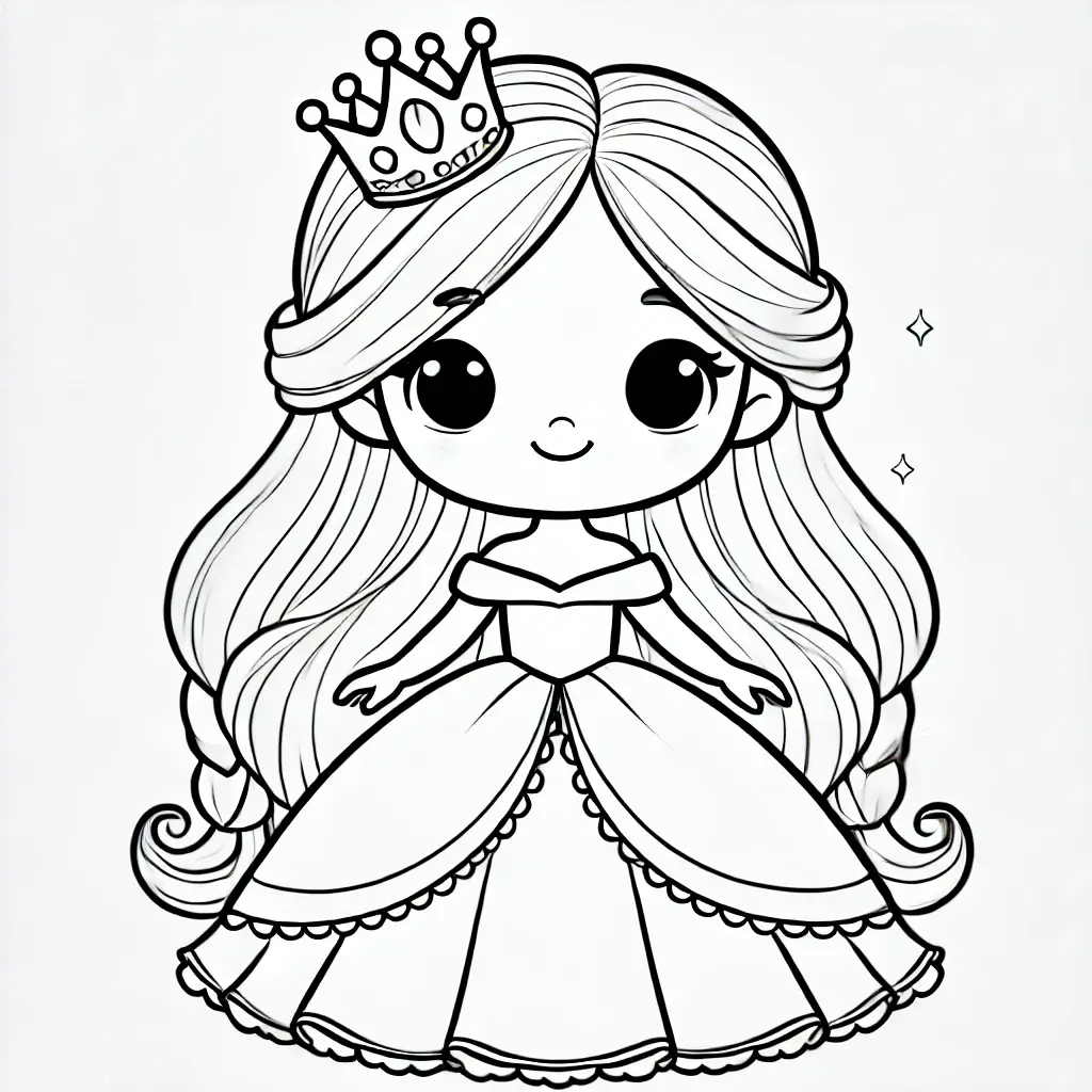 Dibujo de princesa sencillo para colorear