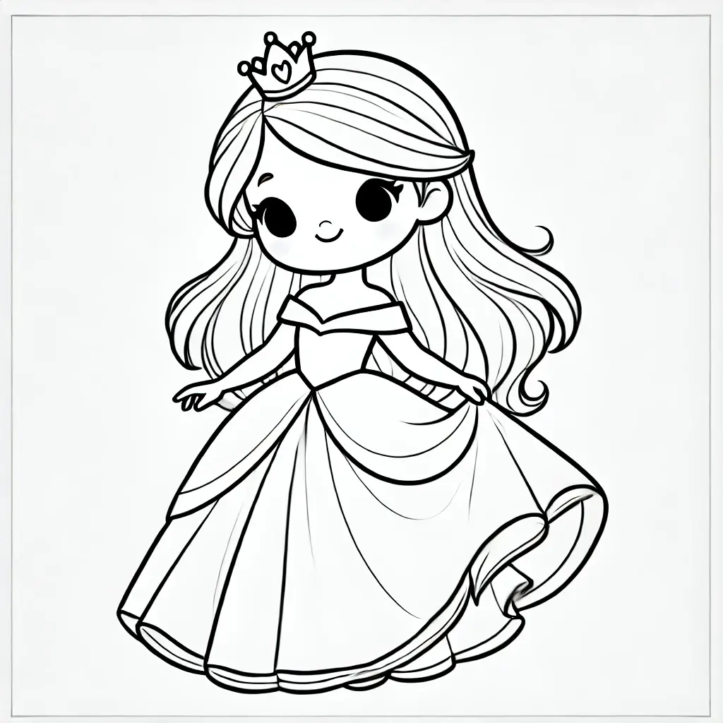 Dibujo de princesa para colorear simple