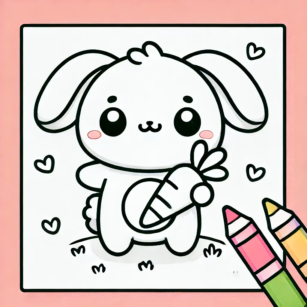 Dibujo conejito kawaii para colorear