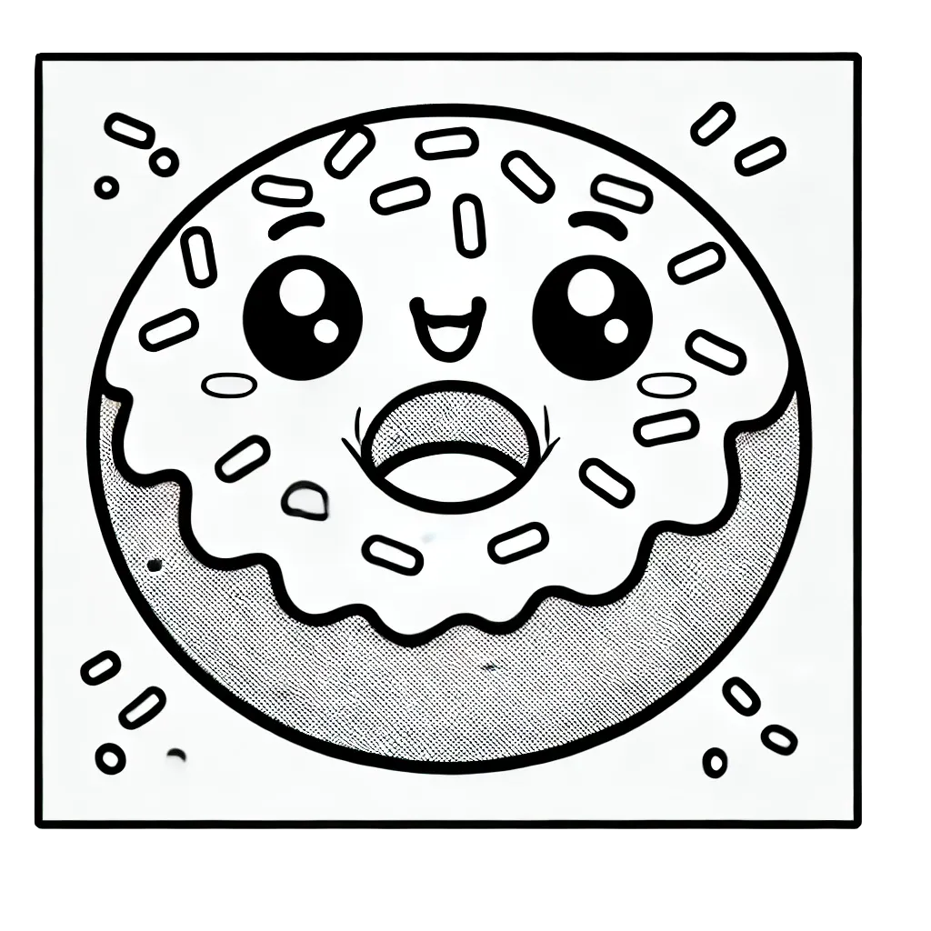 Donut kawaii para colorear