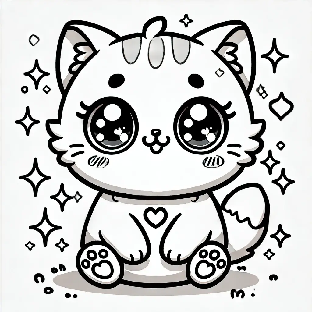 Dibujo gato kawaii para colorear