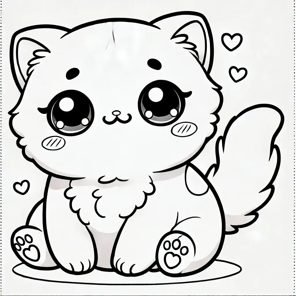 Gato kawaii amoroso para colorear