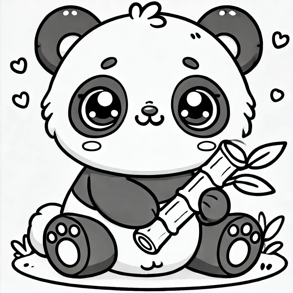 Dibujo oso panda kawaii para colorear