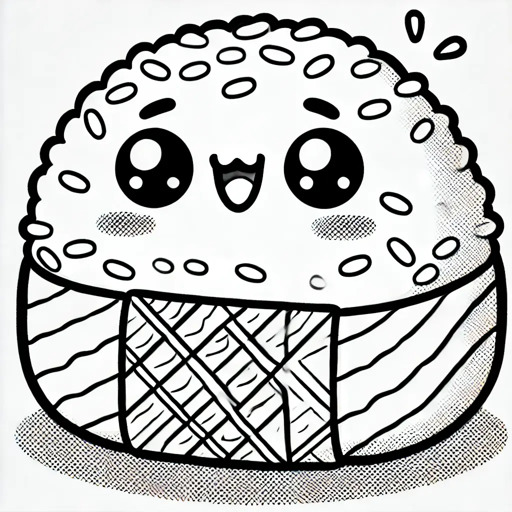 Arroz kawaii para colorear