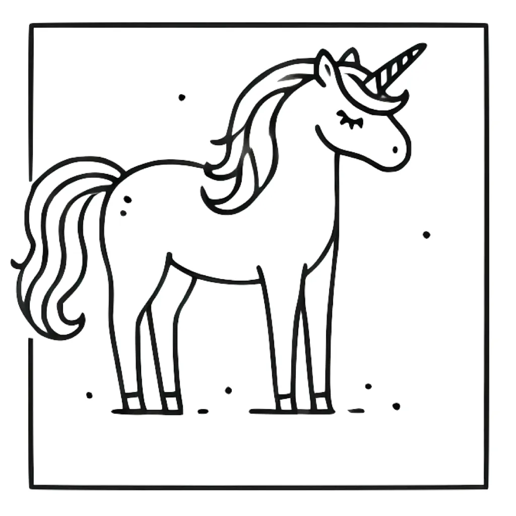 Dibujo de unicornio minimalista para colorear