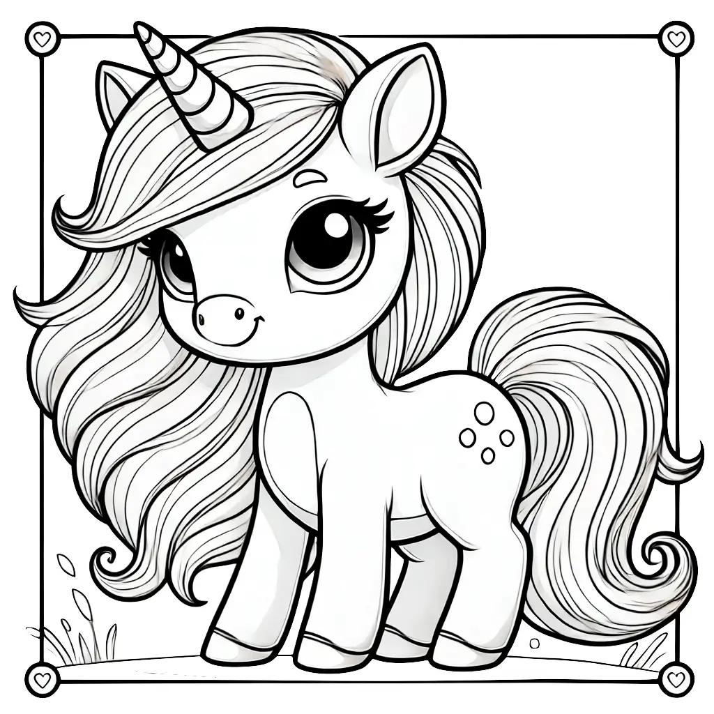 Dibujo de bonito unicornio para colorear - Peque Aulas