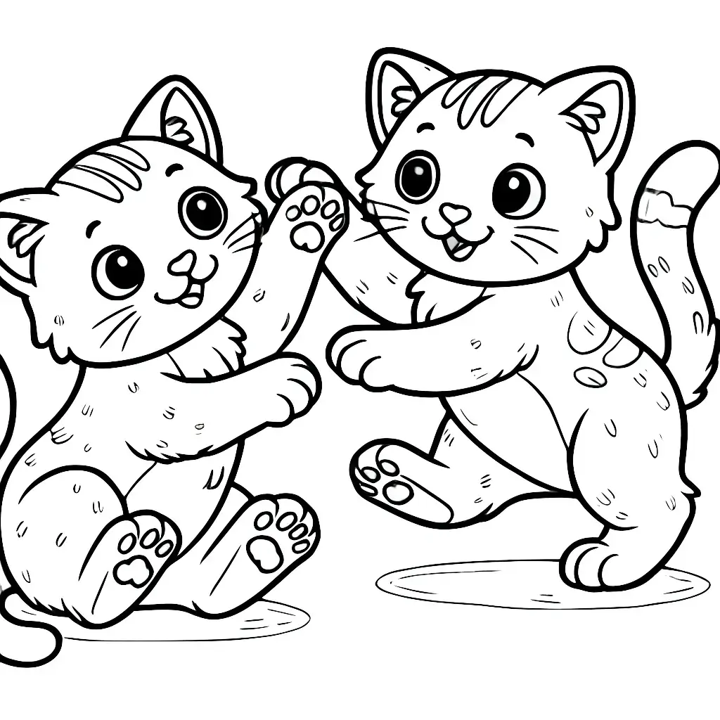 Dibujo de dos gatos jugando para colorear