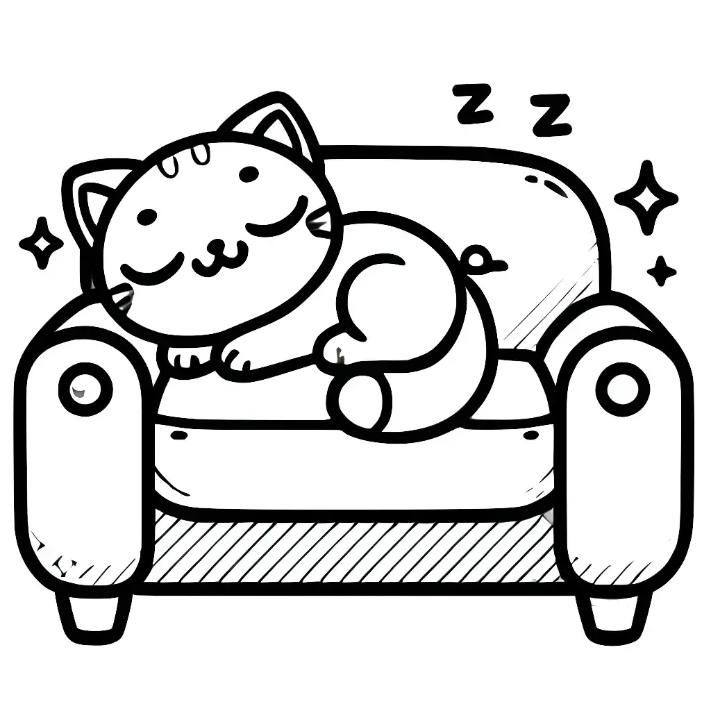 Dibujo de gato dormido para colorear