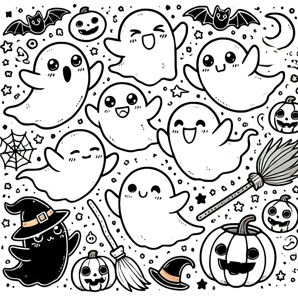 Dibujo de fantasmas halloween para colorear