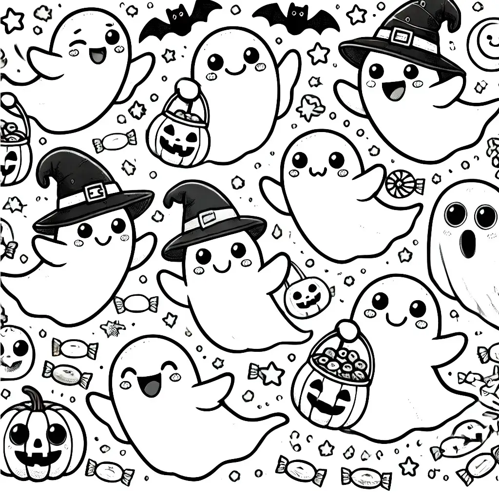 Dibujo de fantasmas para halloween para colorear