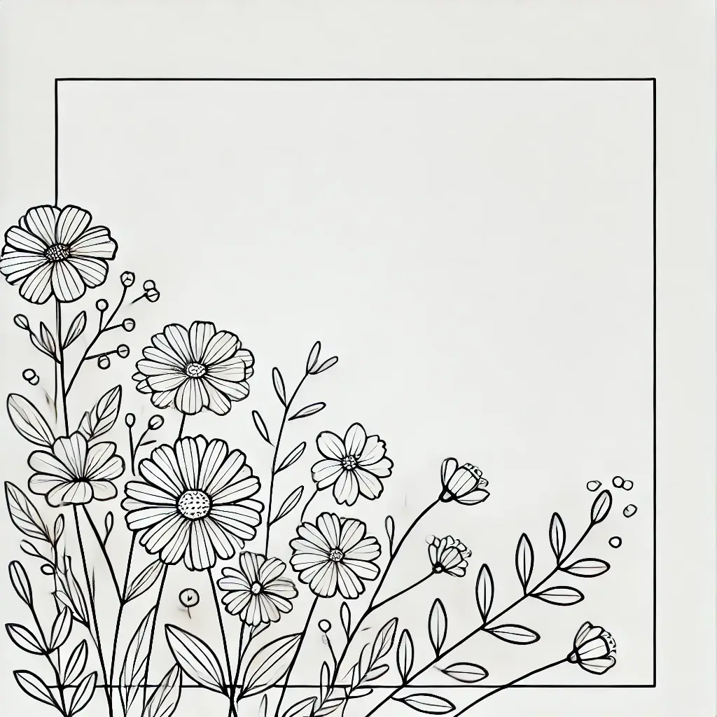 Dibujo de flores aesthetic para colorear