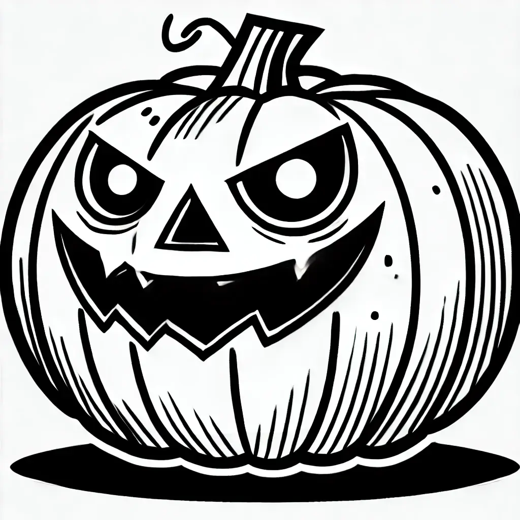 Dibujo de terrorífica calabaza de halloween para colorear