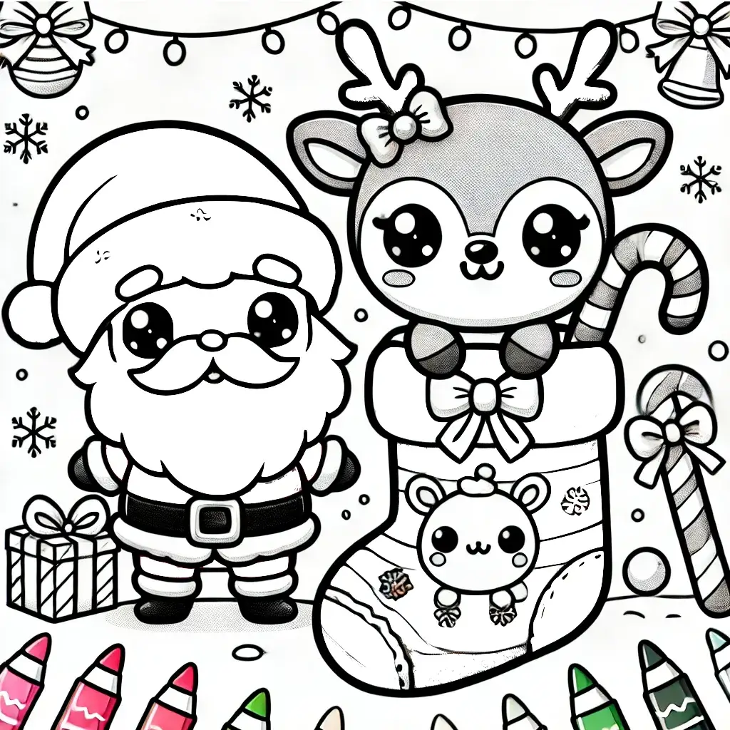 Santa Claus kawaii para colorear