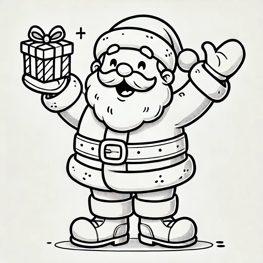 Dibujo de Santa Claus kawaii para colorear - Peque Aulas