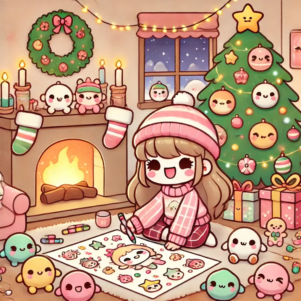 Dibujos de Navidad kawaii para colorear e imprimir